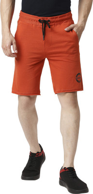 BEING HUMAN Solid Men Orange Basic Shorts