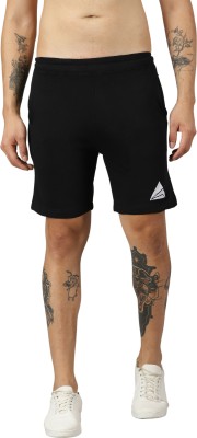 angar Solid Men Black Basic Shorts