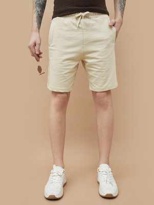 Fame Forever by Lifestyle Solid Men Beige Denim Shorts