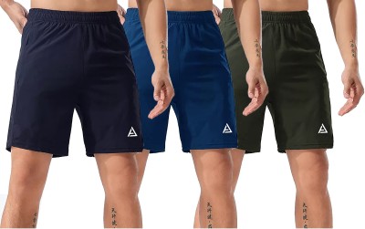 AVOLT Solid Men Dark Blue, Blue, Green Sports Shorts, Gym Shorts, Basic Shorts, Regular Shorts, Running Shorts