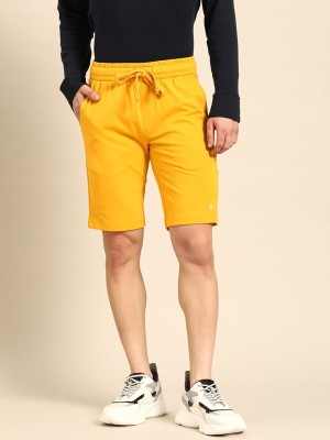 United Colors of Benetton Solid Men Yellow Casual Shorts