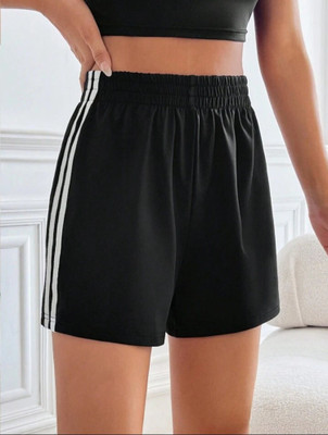 Rivaem Printed Women Black Basic Shorts