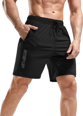 3colors Solid Men Black Sports Shorts