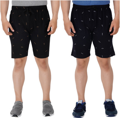 Guide Printed Men Black Bermuda Shorts