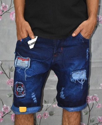 HUNCHMAN Solid Men Denim Blue Denim Shorts