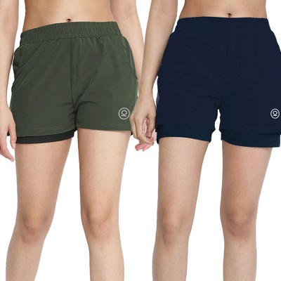 CHKOKKO Solid Women Multicolor Running Shorts