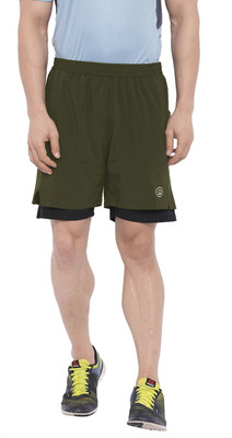 CHKOKKO Solid Men Green Running Shorts