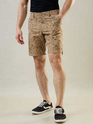Tim Paris Printed Men Brown Basic Shorts