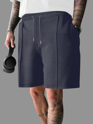 Leriya Fashion Solid Men Denim Grey Basic Shorts