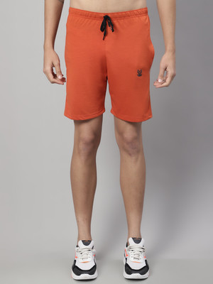MACK JONNEY Self Design Men Orange Sports Shorts