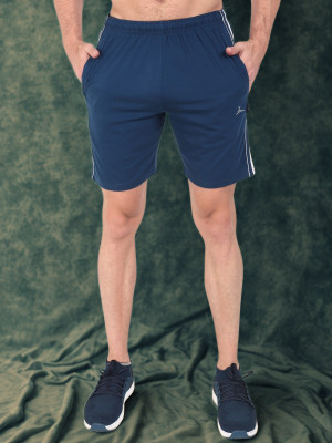 Zeffit Solid Men Blue Bermuda Shorts