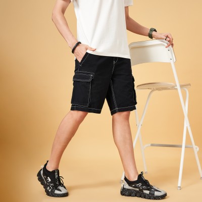 Street 808 by Pantaloons Solid Men Black Casual Shorts