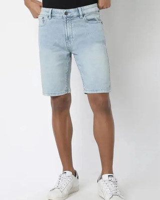 H AND G GARMENTS Dyed/Washed Men Denim Light Blue Denim Shorts