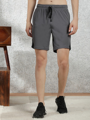Force NXT Solid Men Grey Sports Shorts