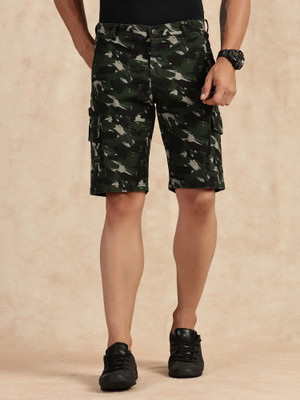 Thomas Scott Printed Men Dark Green, Black Cargo Shorts
