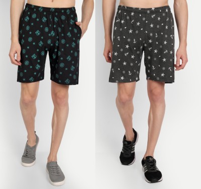 Zeffit Printed Men Black, Multicolor Bermuda Shorts