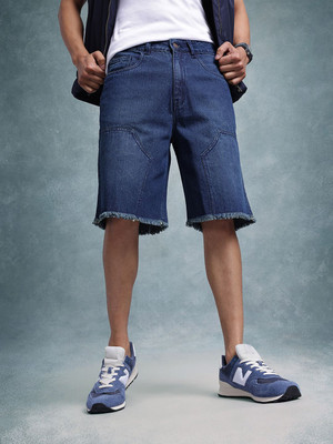 Roadster Solid Men Blue Denim Shorts