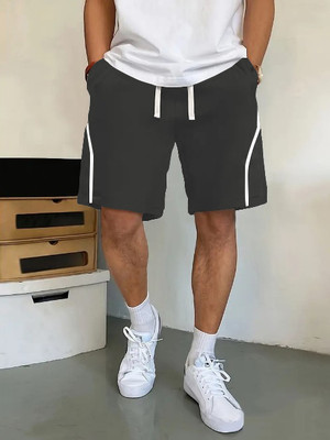 CULISH Striped Men Black Regular Shorts, Basic Shorts