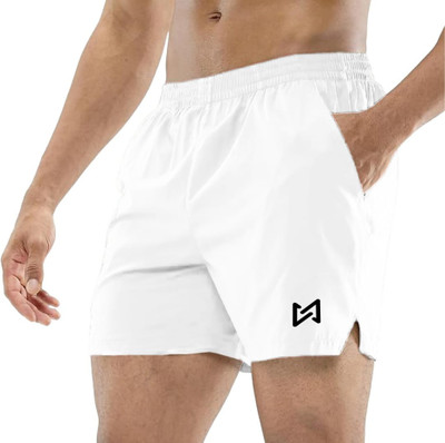 Cliffix Solid Men White Sports Shorts