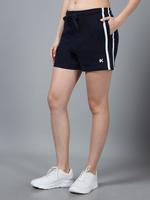 HRX by Hrithik Roshan Self Design, Striped Women Blue Regular Shorts