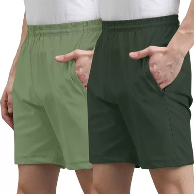 A1 SQUARE Solid Men Black Regular Shorts
