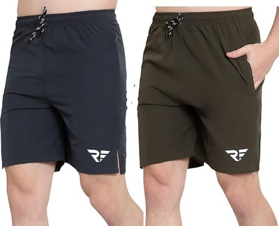 RED-FOST Solid Men Green Sports Shorts