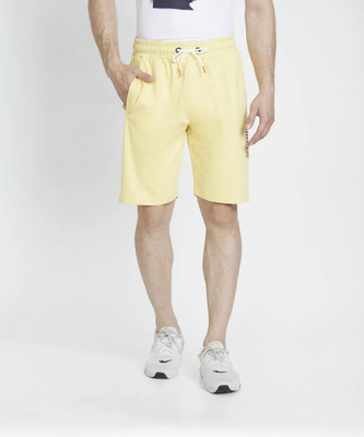 Spykar Solid Men Yellow Basic Shorts
