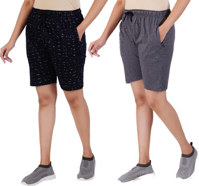 FEEL TRACK Printed Men Dark Blue, Grey Regular Shorts