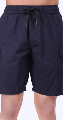 24 Street Solid Men Blue Casual Shorts