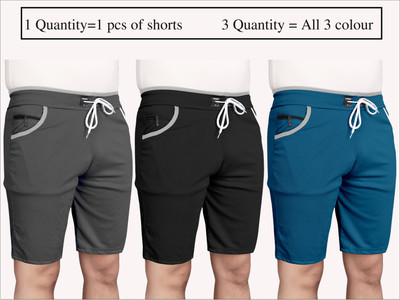 WeReKo Solid Men Silver Regular Shorts