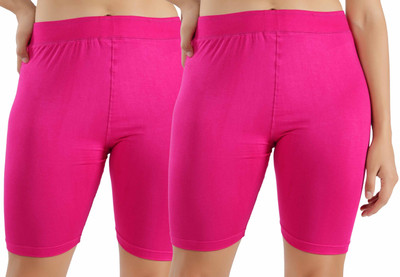 Florafit Solid Women Pink Cycling Shorts