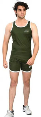 SKUs Self Design Men Khaki Running Shorts