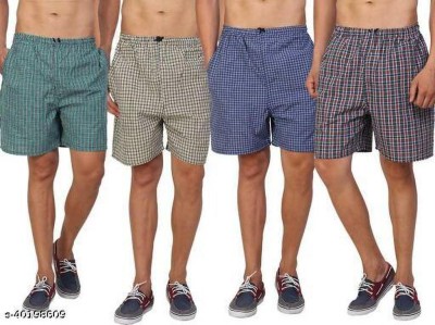 visgo Checkered Men Green, Blue, Red, Yellow Bermuda Shorts