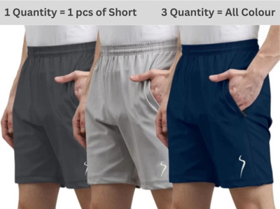 Flicfol Solid Men Multicolor Basic Shorts