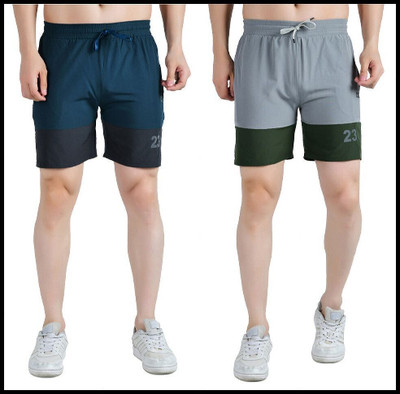KWINGS Solid Men Light Blue, Grey Sports Shorts