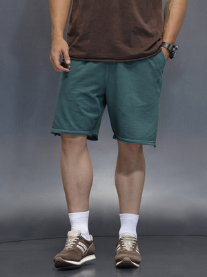 WROGN Solid Men Green Regular Shorts