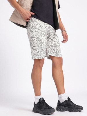 Glitchez Printed Men Beige Dolphin Shorts