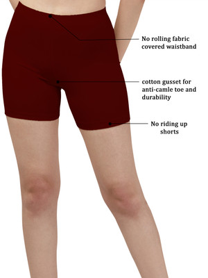 Mehrang Solid Women Maroon Cycling Shorts