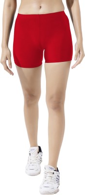 Lycot Solid Women Reversible Red Cycling Shorts