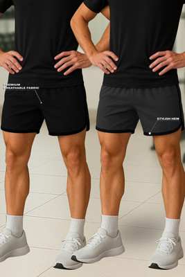 Culish Trend Solid, Printed Men Black Sports Shorts