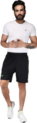 CARLTRON Self Design Men Black Regular Shorts