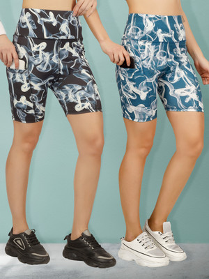 BEYOGINI Printed Women Black, White Gym Shorts