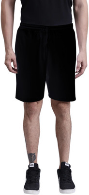ALPHINE Solid Men Black Casual Shorts, Basic Shorts, Regular Shorts, Bermuda Shorts