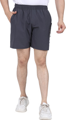 KVFIT Solid Men Grey Sports Shorts