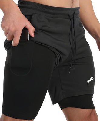 Just Rider Solid Men Black Gym Shorts, Regular Shorts, Running Shorts, Sports Shorts, Compression Shorts