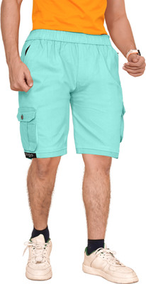 Raiment Solid Men Light Blue Casual Shorts