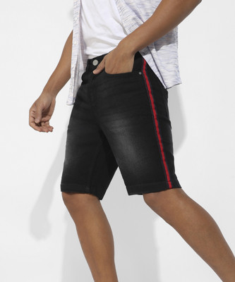 CAMPUS SUTRA Self Design Men Denim Black Denim Shorts