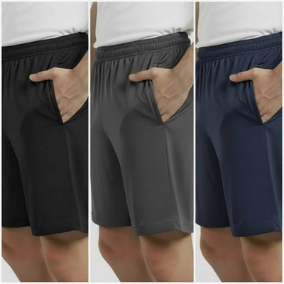 UTHIRA Solid Men Black, Grey, Dark Blue Regular Shorts