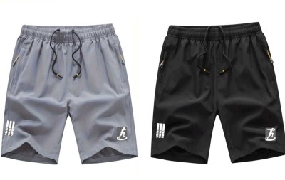 Af Gallery Solid Men Black, Grey Regular Shorts