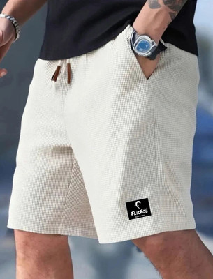Flicfol Self Design Men White Regular Shorts
